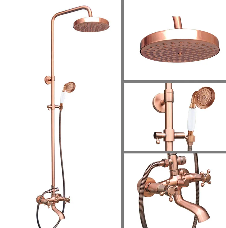 Antique Red Copper Wall Mounted 7.7" Rain Bathroom Rainfall Shower Faucet Set with Hand Spray Shower Head Tub Mixer Tap 2rg515
Antique Red Copper Wall Mounted 7.7" Rain Bathroom Rainfall Shower Faucet Set with Hand Spray Shower Head Tub Mixer Tap 2rg515