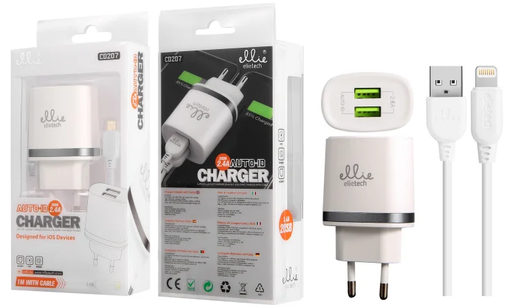 Ellietech -Dual USB Car Charger, Quick Charge 2.4A USB Charger, 2 Ports, 5V, Designed for IOS Devices
Ellietech -Dual USB Car Charger, Quick Charge 2.4A USB Charger, 2 Ports, 5V, Designed for IOS Devices