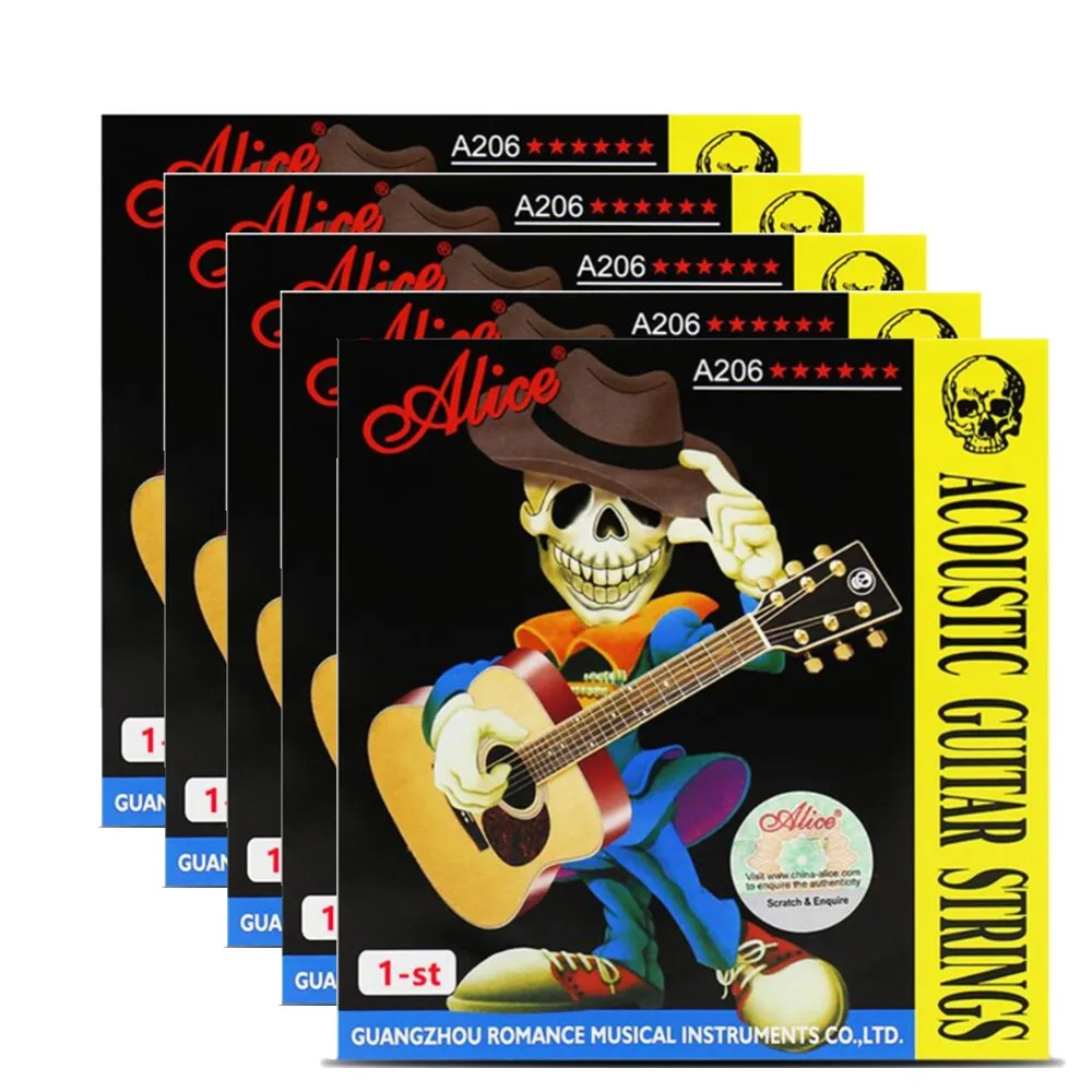 

5pcs/set Alice Acoustic Guitar Single Strings 1st E String Top Quality Gauges .011 Stainless Steel A-206-SL Strings Guitar Parts