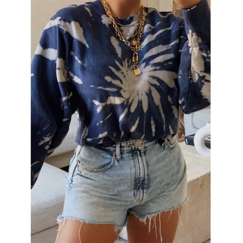 Tie Dye Print Oversized Crewneck Sweatshirt Women Long Sleeve Thin Winter Brand Design Tops Designer Vintage Loose Clothes 2020 
Tie Dye Print Oversized Crewneck Sweatshirt Women Long Sleeve Thin Winter Brand Design Tops Designer Vintage Loose Clothes 2020