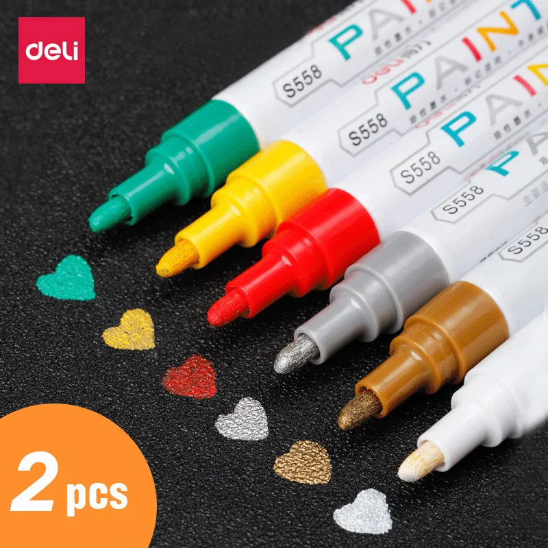 Deli white paint pen Multicolor Quick dry waterproof Not easy to fade black Car tires Fill paint pen Color repair diy handmade
Deli white paint pen Multicolor Quick dry waterproof Not easy to fade black Car tires Fill paint pen Color repair diy handmade