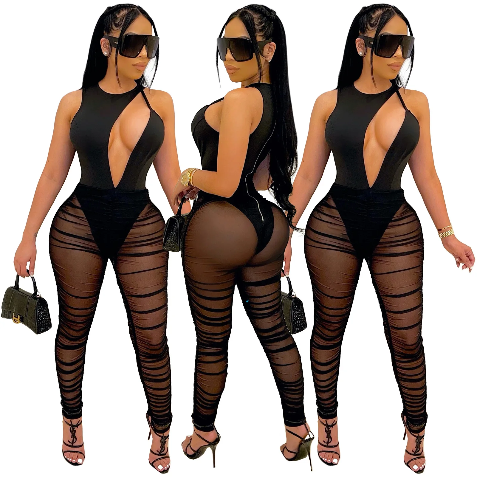 2021 Sexy Women Two Piece Set Tracksuit Sheer Mesh Cut Out Skinny Party Night Matching Set Outfit 
2021 Sexy Women Two Piece Set Tracksuit Sheer Mesh Cut Out Skinny Party Night Matching Set Outfit