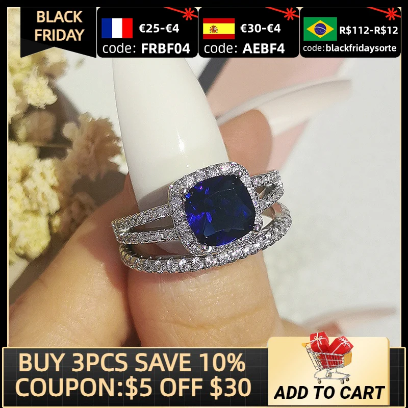 925 sterling silver wedding Rings set 3 in 1 band ring for Women engagement bridal fashion jewelry finger moonso R4627-blue
925 sterling silver wedding Rings set 3 in 1 band ring for Women engagement bridal fashion jewelry finger moonso R4627-blue