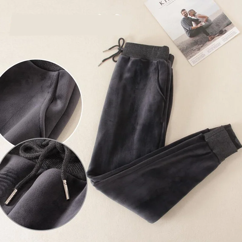 2020 Winter Women Pants Plus Size Casual Women's Long Trousers Thick velvet warm Harem Loose Gold Sweatpants | Женская одежда