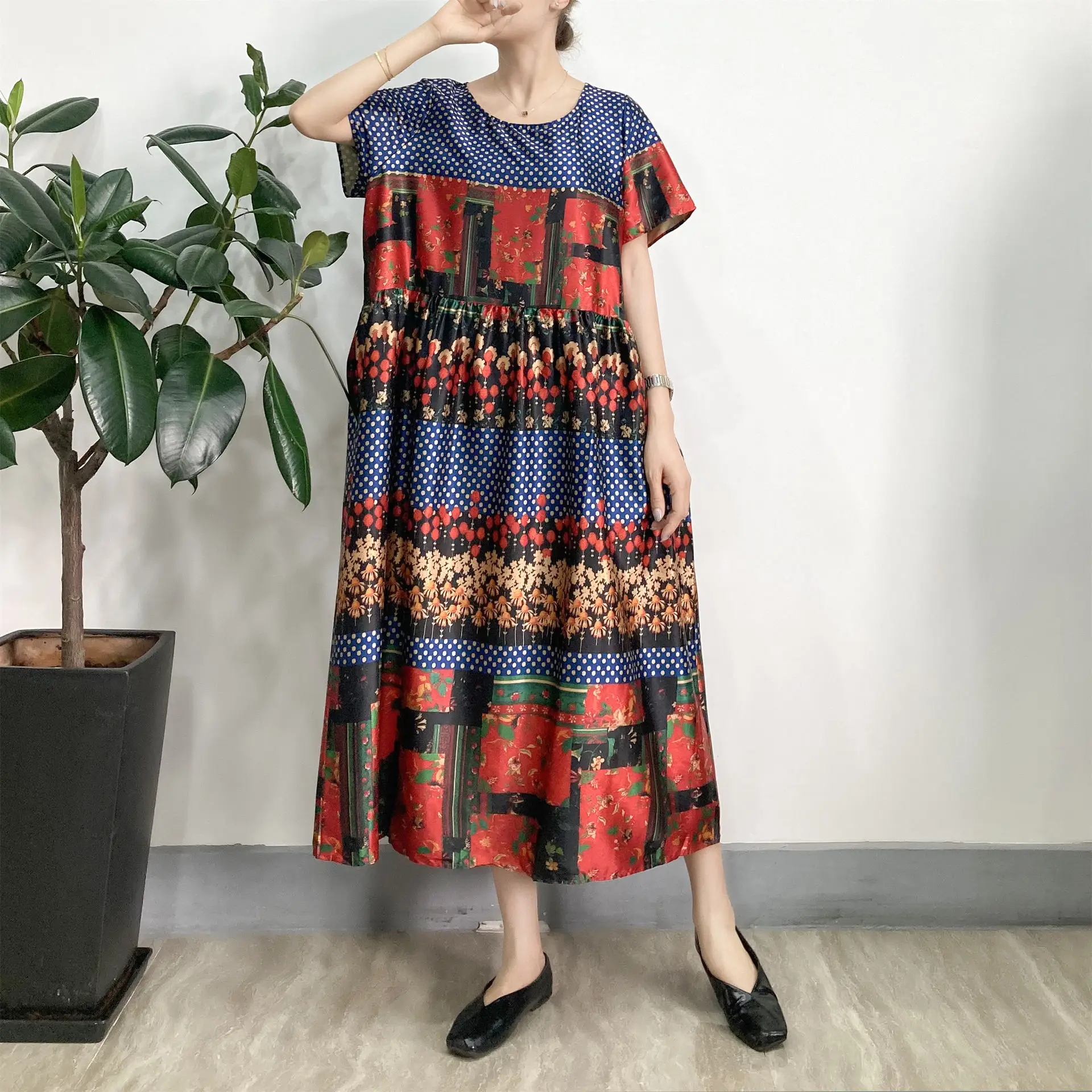 Women Dresses Stain Summer 2021 New Long Elastic Waist Pocket Short Sleeve Elegant Party Fashion Dress
Women Dresses Stain Summer 2021 New Long Elastic Waist Pocket Short Sleeve Elegant Party Fashion Dress