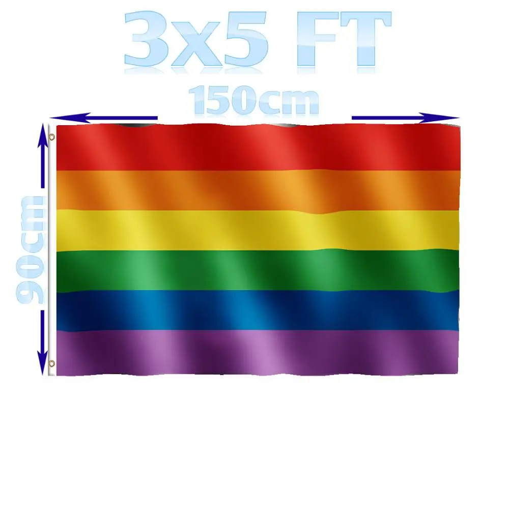 

BENFACTORY Store 3x5 Ft Rainbow LGBT Pride Flag Single Layer 100D Polyester Brass Grommets Indoor Outdoor