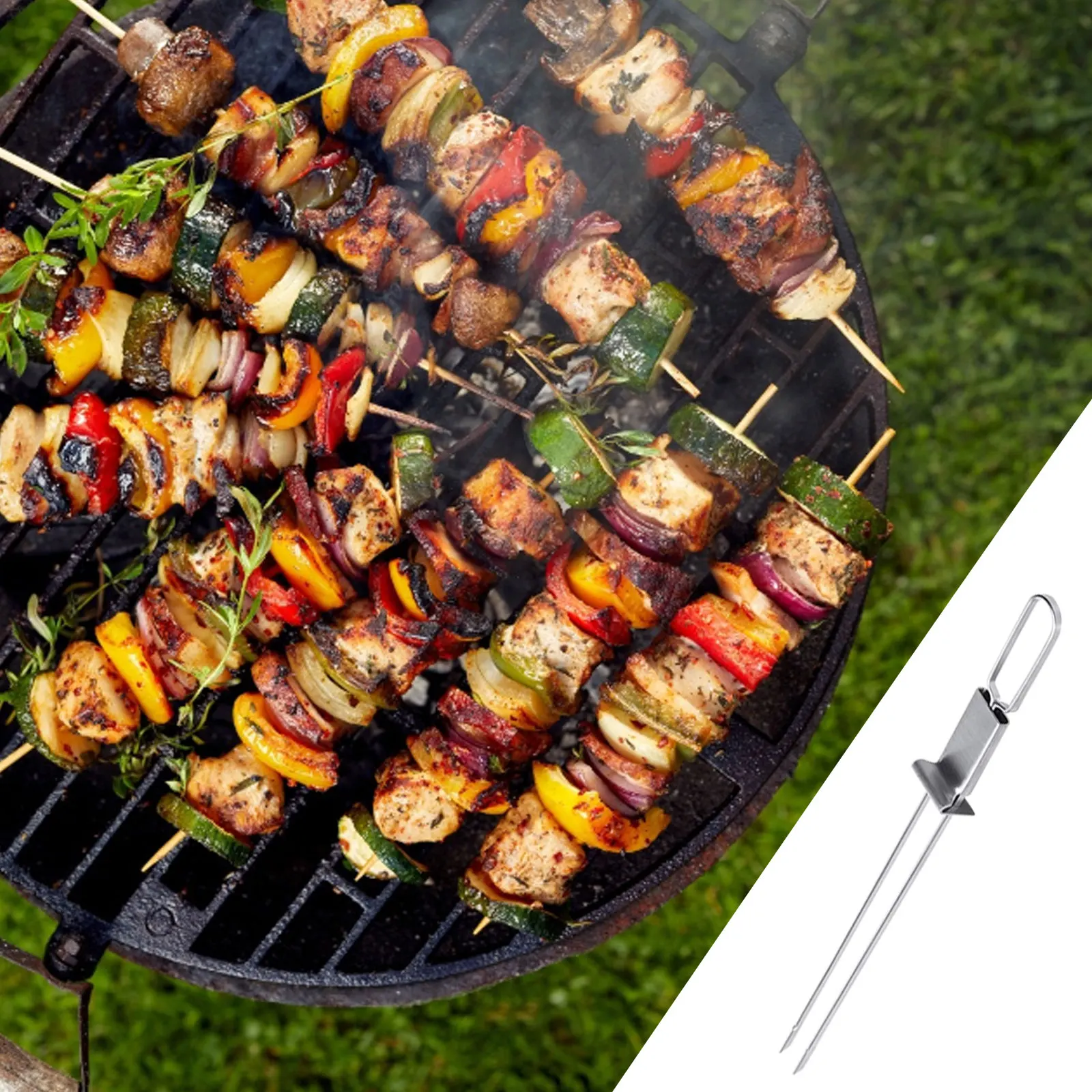 1 Pack Kabob Skewers For Grilling Stainless Steel Skewers With Comfortable Handle Grip BBQ Grilling Accessories 12.5 Inch
1 Pack Kabob Skewers For Grilling Stainless Steel Skewers With Comfortable Handle Grip BBQ Grilling Accessories 12.5 Inch