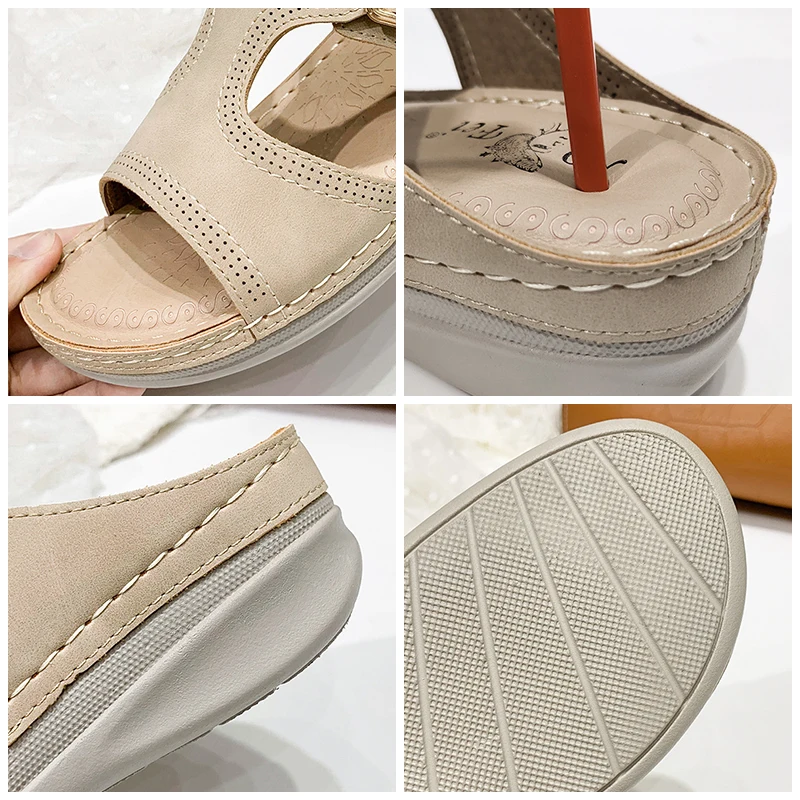 Women Slippers Summer PU Solid Elegant Retro Buckle Sandals Outdoor Beach Slides Sewing Platform Wedges Female Ladies Shoes
Women Slippers Summer PU Solid Elegant Retro Buckle Sandals Outdoor Beach Slides Sewing Platform Wedges Female Ladies Shoes