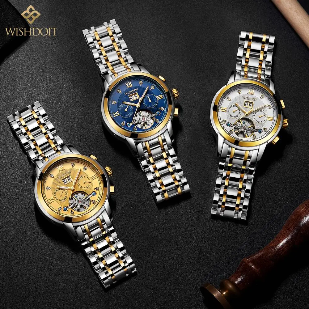 WISHDOIT 2020 New Men's Casual Automatic Mechanical Watch Waterproof Luminous Date Top Brand | Наручные часы