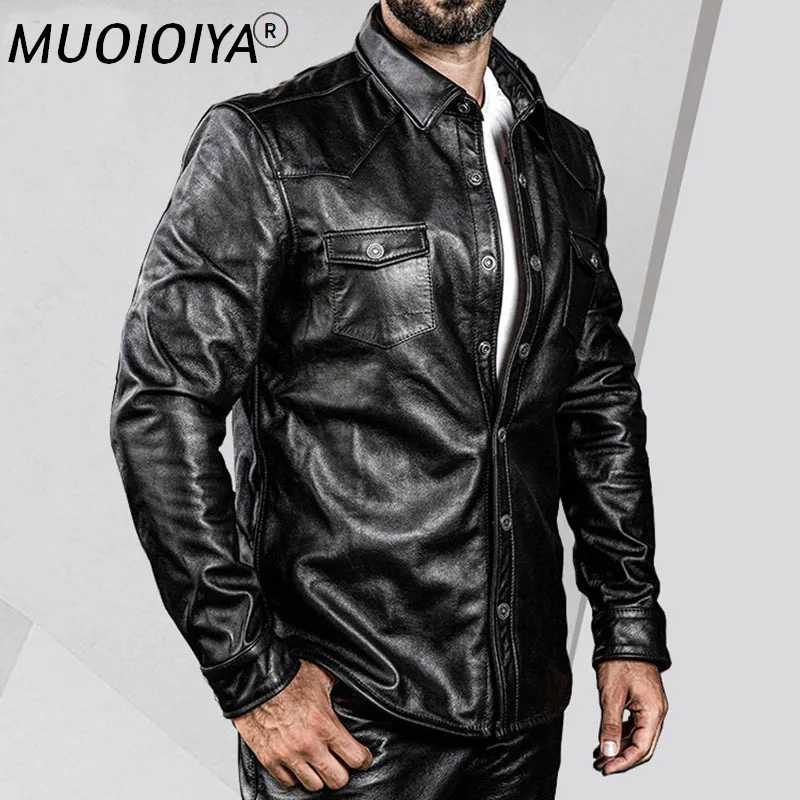 2021 Men's First Layer Cowhide Shirt Spring Autumn Motorcycle Genuine Leather Casual Shirt
2021 Men's First Layer Cowhide Shirt Spring Autumn Motorcycle Genuine Leather Casual Shirt