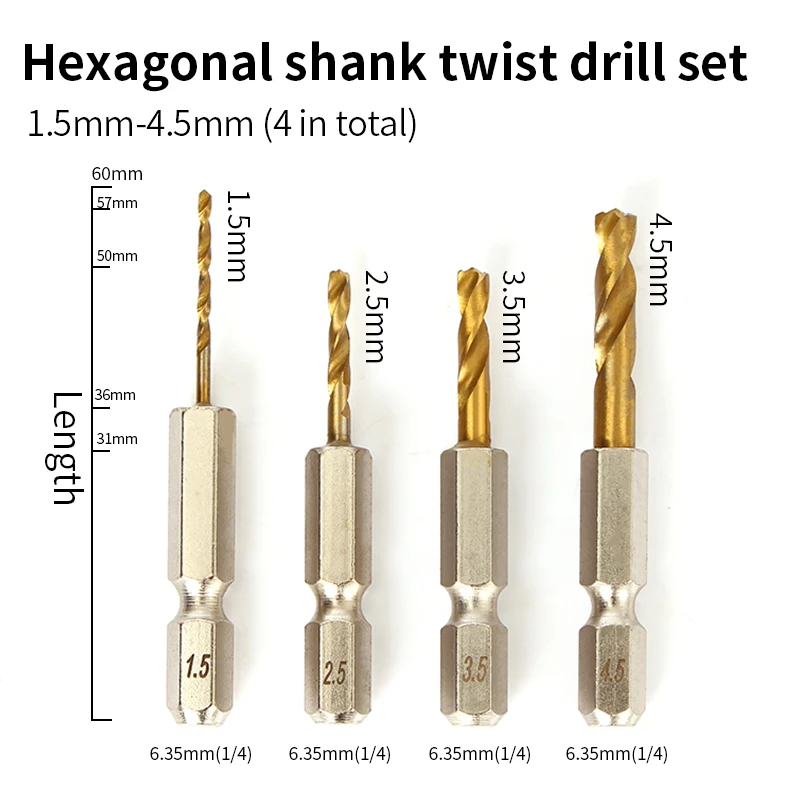 Hexagonal handle 1/4 inch angle iron plate stainless steel special twist drill set Q type ultra short drill hole 1.5-13mm 
Hexagonal handle 1/4 inch angle iron plate stainless steel special twist drill set Q type ultra short drill hole 1.5-13mm