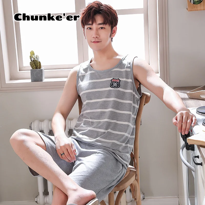 New Cotton Men's Sleeveless Pajamas Casual Fattening Oversize Pullover Home Wear Loose Waistcoat Shorts Suit pyjama men
New Cotton Men's Sleeveless Pajamas Casual Fattening Oversize Pullover Home Wear Loose Waistcoat Shorts Suit pyjama men
