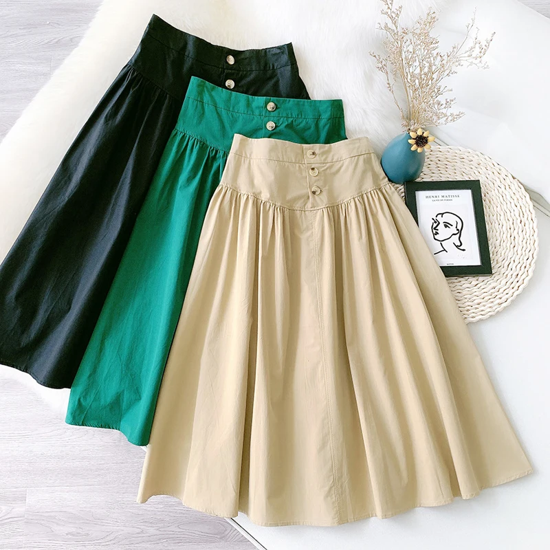 Wasteheart Summer New Black Green Skirts Women Fashion Mid-Calf Length Skirt All-match Polyester Clothing Sexy A-Line Skirts
Wasteheart Summer New Black Green Skirts Women Fashion Mid-Calf Length Skirt All-match Polyester Clothing Sexy A-Line Skirts