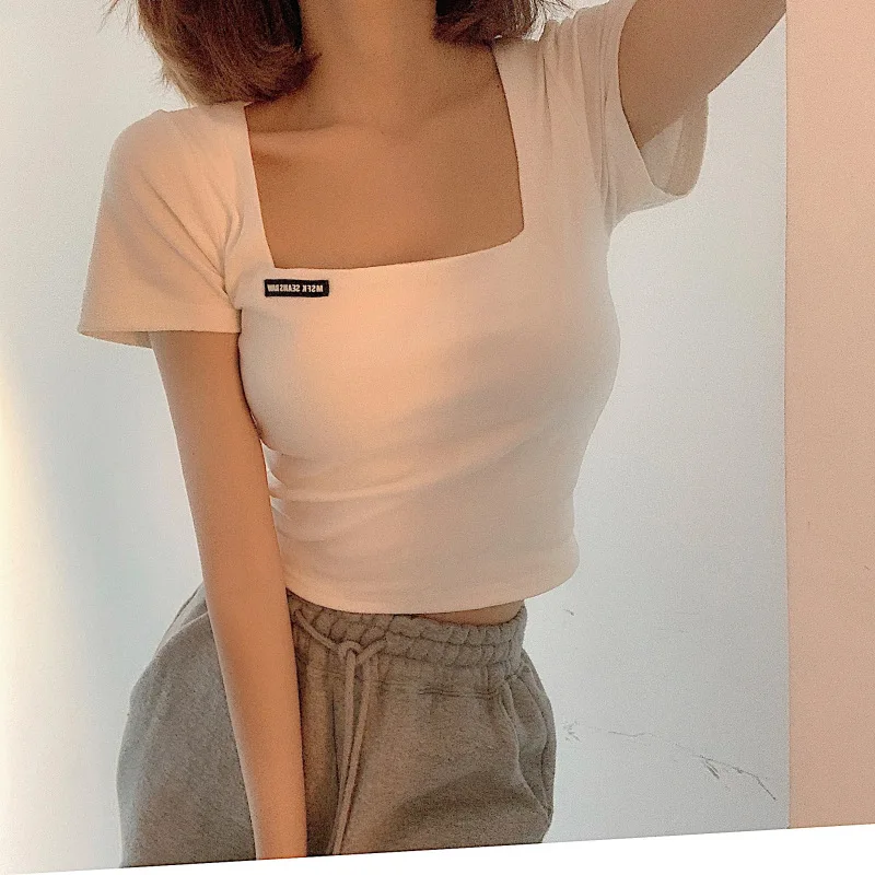 White Short T-shirt Women Crop Top Slim Square Neck Tank-Top Short Sleeve Harajuku Ladies Streetwear INS Cropped T Shirts Summer
White Short T-shirt Women Crop Top Slim Square Neck Tank-Top Short Sleeve Harajuku Ladies Streetwear INS Cropped T Shirts Summer