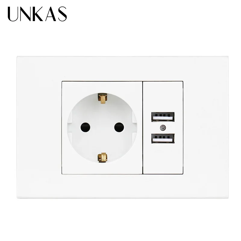 UNKAS настенная розетка USB штепсельная вилка с заземлением 16A ЕС Стандартный