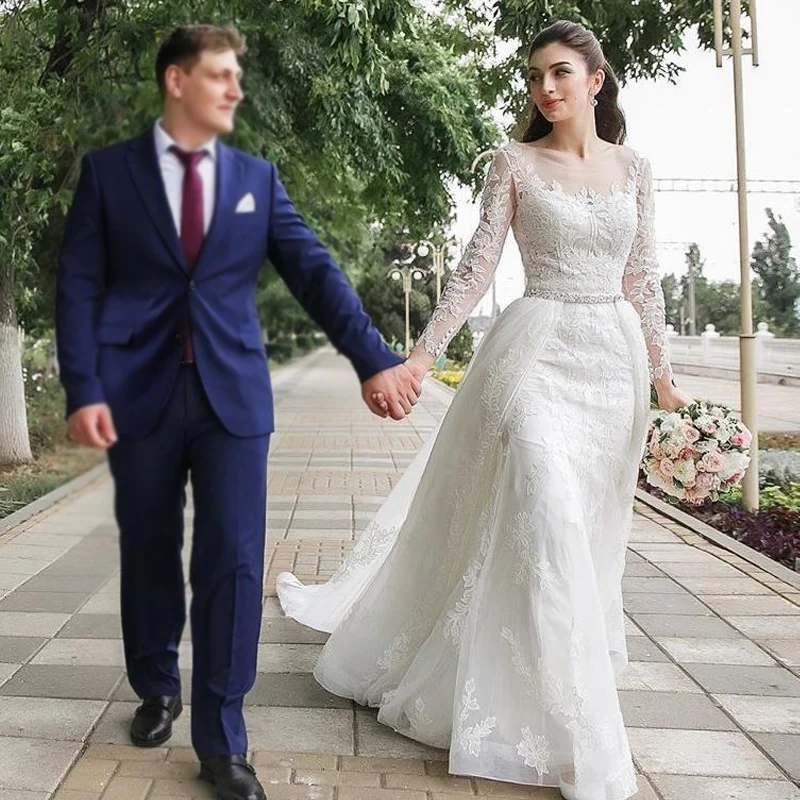 Lover Kiss Vestido De Noiva Elegantt Lace Wedding Dress With Detachable Train 2 Piece Long Sleeve Bridal Gowns robe de marie
Lover Kiss Vestido De Noiva Elegantt Lace Wedding Dress With Detachable Train 2 Piece Long Sleeve Bridal Gowns robe de marie