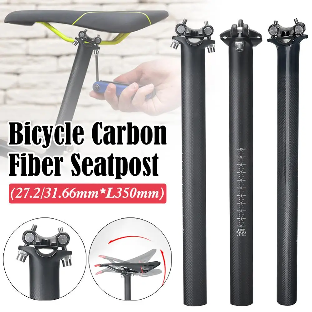 Bicycle Seatpost Carbon Fiber Adjustable MTB Road Bikes Seat Post, 13.7"(350mm), Diameter 27.2/31.6mm Bike Accessories
Bicycle Seatpost Carbon Fiber Adjustable MTB Road Bikes Seat Post, 13.7"(350mm), Diameter 27.2/31.6mm Bike Accessories