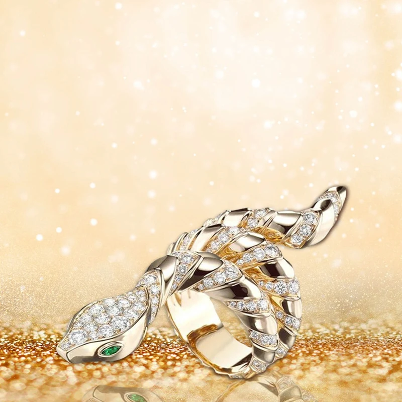Women Gold color Snake Ring Full Zircon Rings Fashion Jewelry Material Inlaid Trendy Birthday Gift
Women Gold color Snake Ring Full Zircon Rings Fashion Jewelry Material Inlaid Trendy Birthday Gift