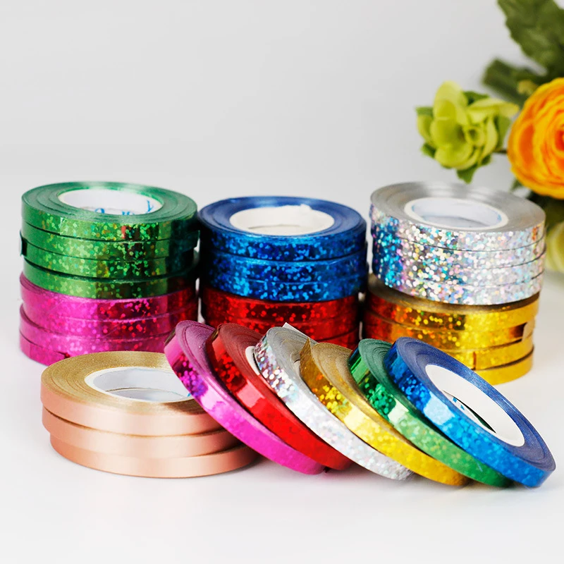 

5MM*10M Balloon Ribbon Gold Silver Laser Rope Wedding Birthday Party Decorative DIY Gift Bag Cake Packing Satin Ribbons New