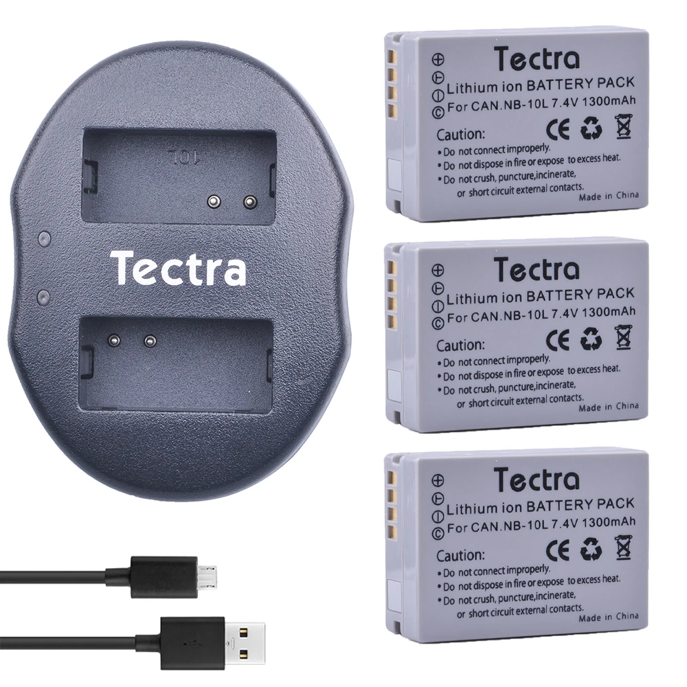 Аккумуляторная батарея NB-10L NB10L NB 10L + зарядное устройство с двойным USB-портом для