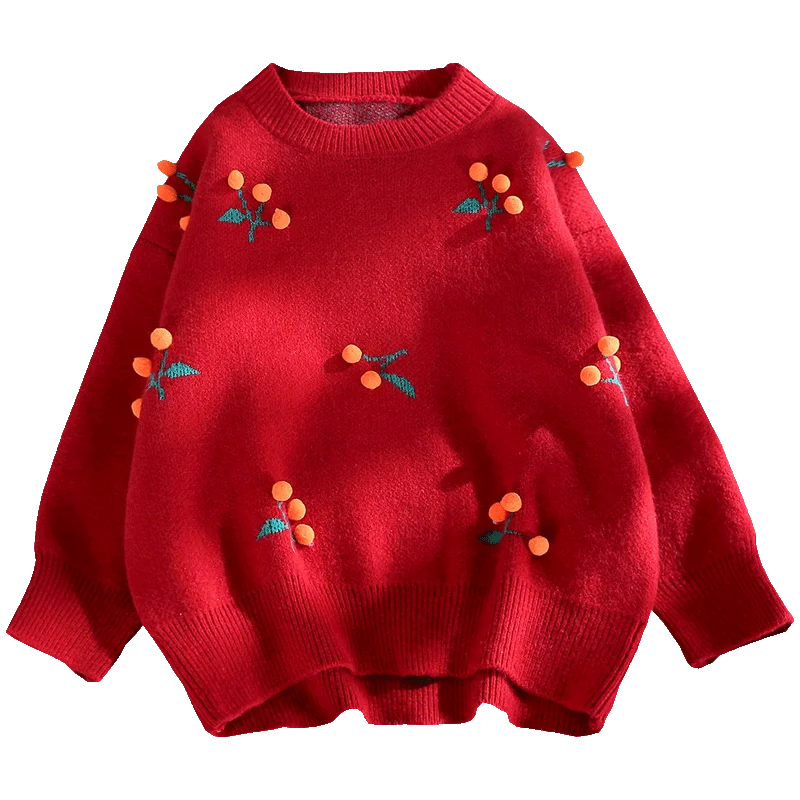 Flower Long Sleeve O-neck Causal Knitted Pullover Women 3D Cherry Sweet Pull Jumpers Women's Sweater Pullover Autumn Winter 2021 
Flower Long Sleeve O-neck Causal Knitted Pullover Women 3D Cherry Sweet Pull Jumpers Women's Sweater Pullover Autumn Winter 2021
