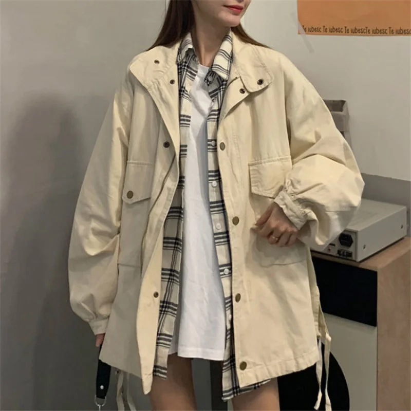 2021 Spring Women Loose Cargo Jacket Streetwear Batwing Long Sleeve Pockets Coat Vintage Autumn Solid Casual Jacket Korean Style
2021 Spring Women Loose Cargo Jacket Streetwear Batwing Long Sleeve Pockets Coat Vintage Autumn Solid Casual Jacket Korean Style