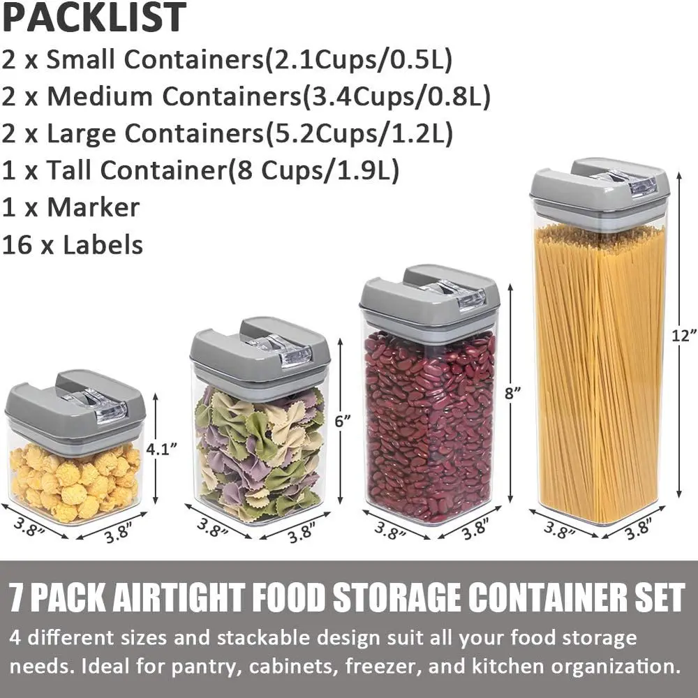 7Pcs Plastic Food Storage Container Jar Set with Lid Kitchen Bulk Sealed Cans Refrigerator Multigrain Tank Container for Cereal
7Pcs Plastic Food Storage Container Jar Set with Lid Kitchen Bulk Sealed Cans Refrigerator Multigrain Tank Container for Cereal
