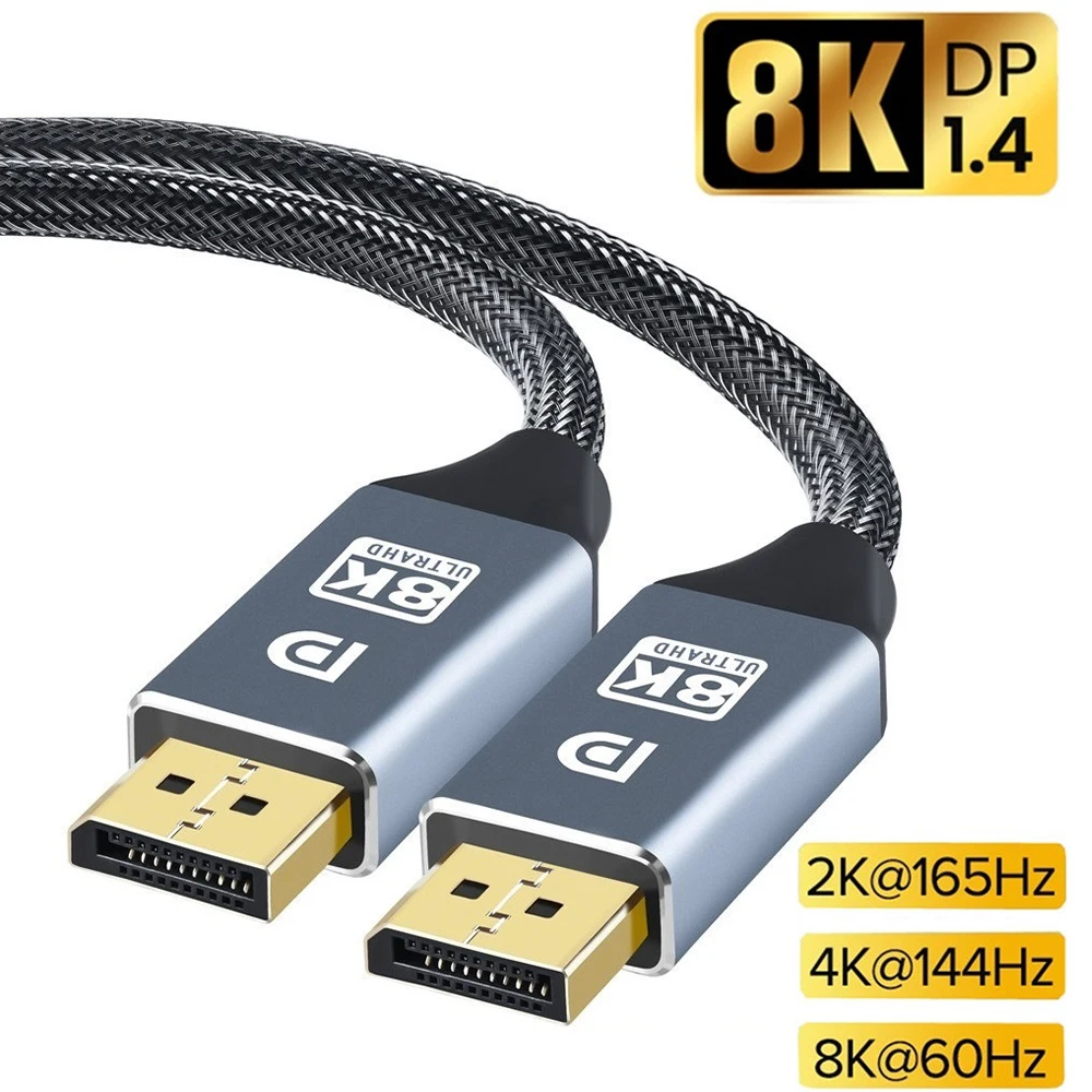 Кабель порта дисплея 8K 60 Гц, DP 1,4 к DP кабелю 4K 144 Гц HBR3 32,4 Гбит/с HDCP 2.2 фотоадаптер порта для ПК, игрового монитора 1 м
Кабель порта дисплея 8K 60 Гц, DP 1,4 к DP кабелю 4K 144 Гц HBR3 32,4 Гбит/с HDCP 2.2 фотоадаптер порта для ПК, игрового монитора 1 м