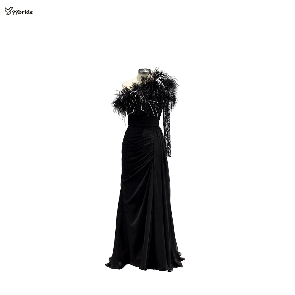 YYbride Newest Summer Skirt One Shoulder Full Sleeve Real Feathers Tailor Made Floor Length Elegant Straight Evening Dresses
YYbride Newest Summer Skirt One Shoulder Full Sleeve Real Feathers Tailor Made Floor Length Elegant Straight Evening Dresses