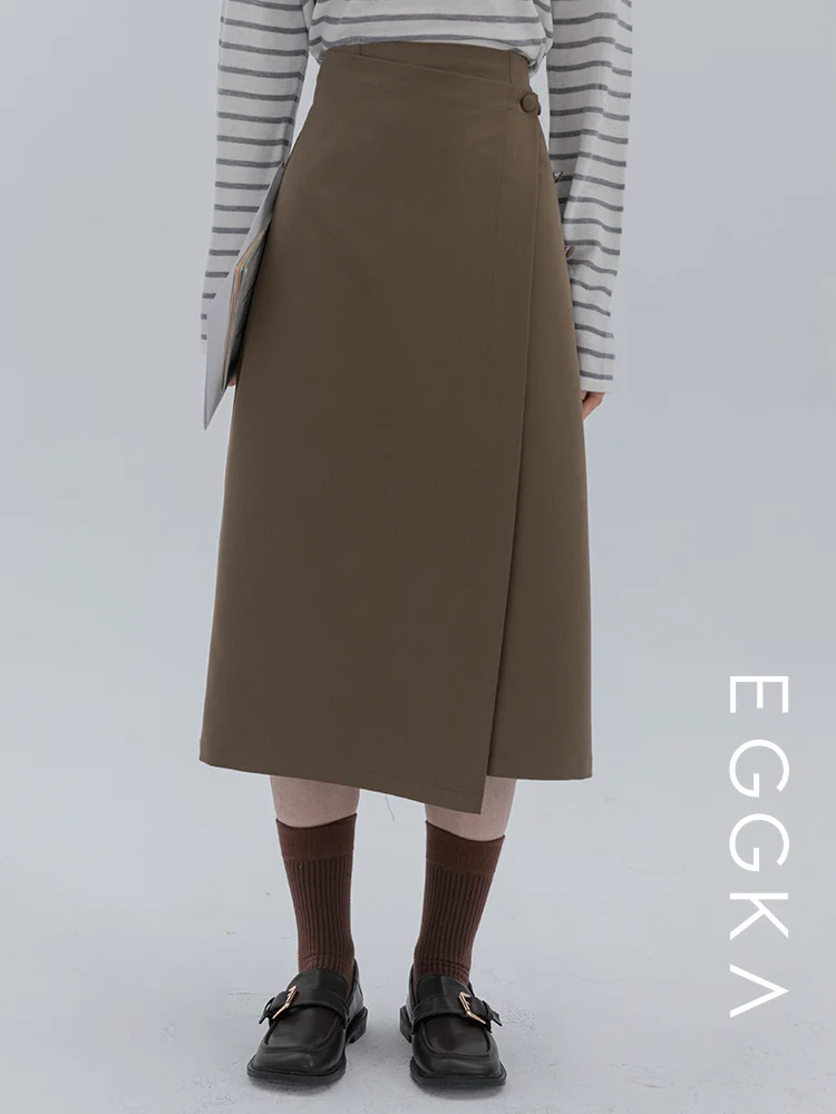 Асимметричная Женская юбка средней длины с разрезом новая осенняя облегающая