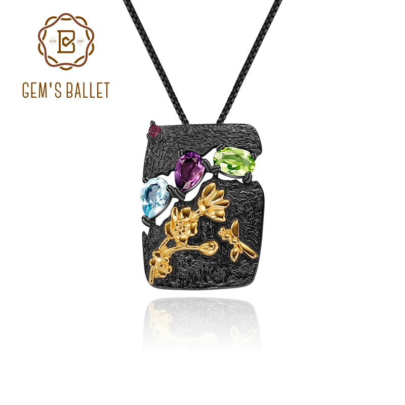 GEM'S BALLET Natural Multicolor Gemstones Women's Pendant Necklace 925 Sterling Silver Handmade Golden Bee Flower Secret Garden
GEM'S BALLET Natural Multicolor Gemstones Women's Pendant Necklace 925 Sterling Silver Handmade Golden Bee Flower Secret Garden