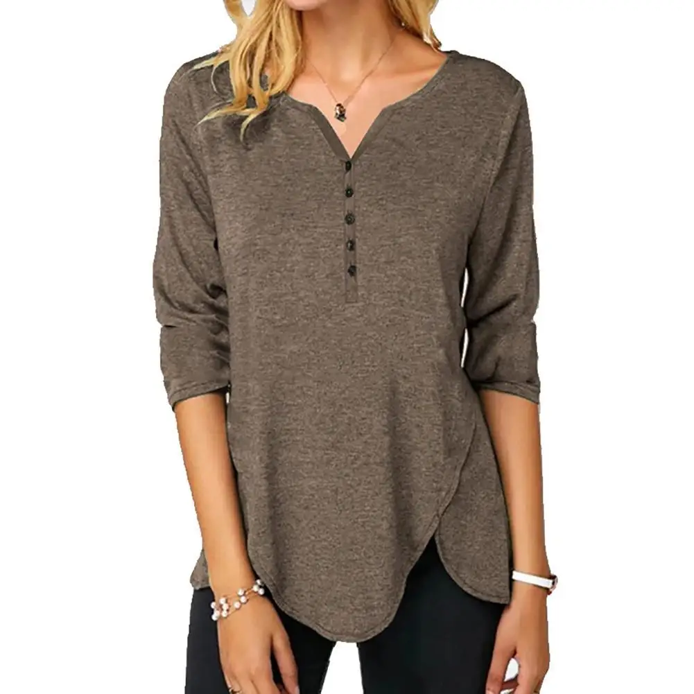 Solid Color Woman tshirts Casual Button O Neck Long Sleeve Tee Tops Women Loose Irregular Hem Pullover Tshirts femme t-shirts
Solid Color Woman tshirts Casual Button O Neck Long Sleeve Tee Tops Women Loose Irregular Hem Pullover Tshirts femme t-shirts