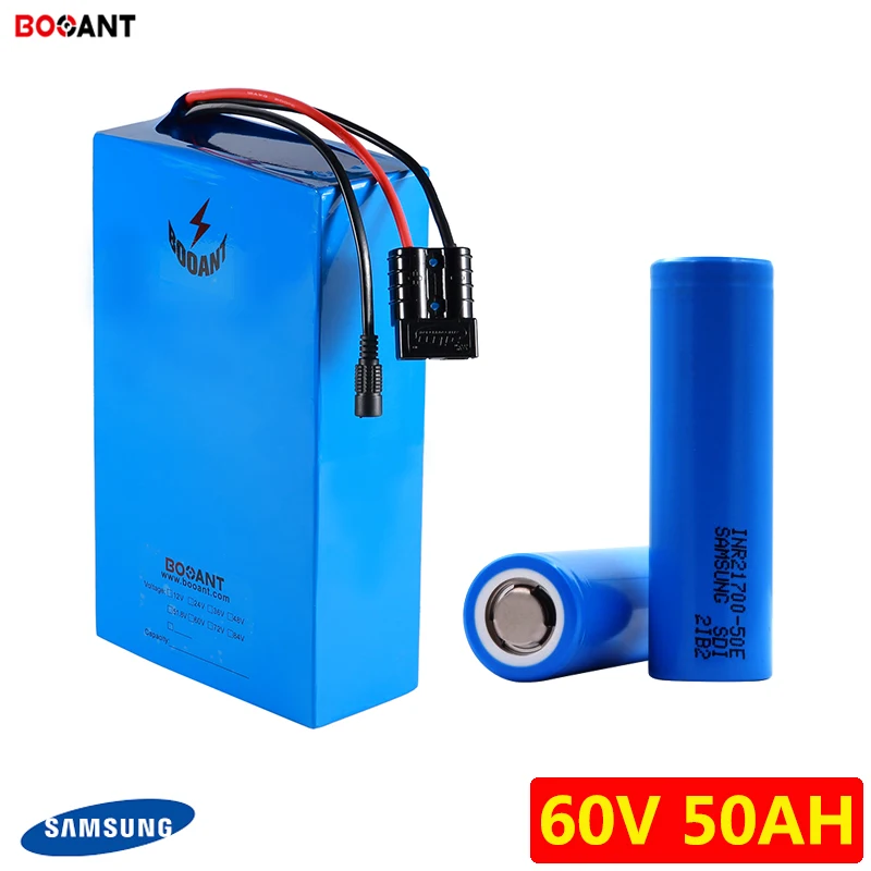 Lithium Battery 60V 50AH For SAMSUNG 50E eBike Battery 60V For 3000W Motor With 10A Charger