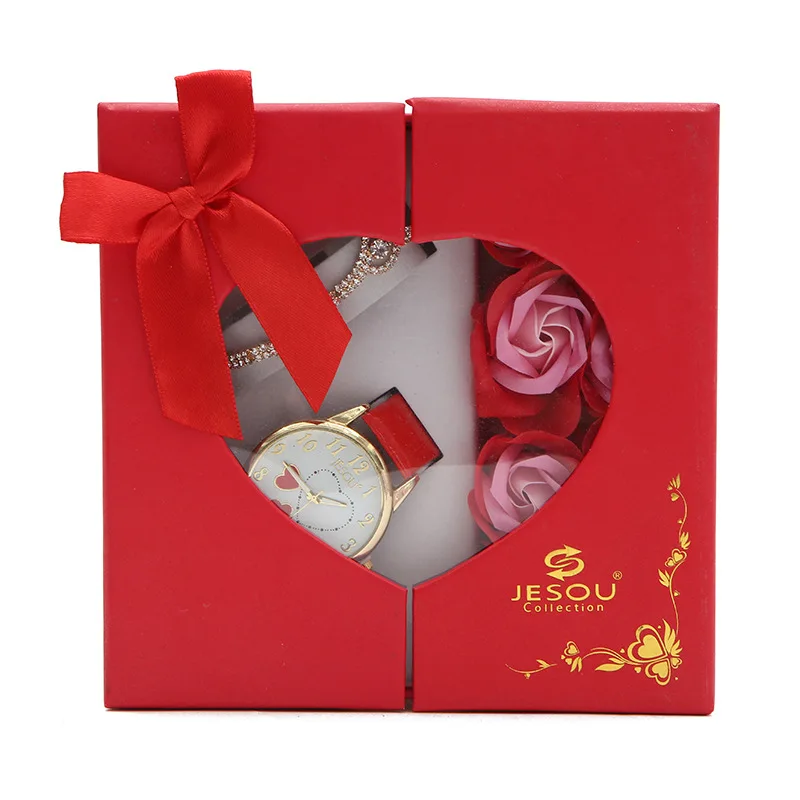 Valentine's day gift simple rose flower ladies fashion watch diamond bracelet gift set 
Valentine's day gift simple rose flower ladies fashion watch diamond bracelet gift set