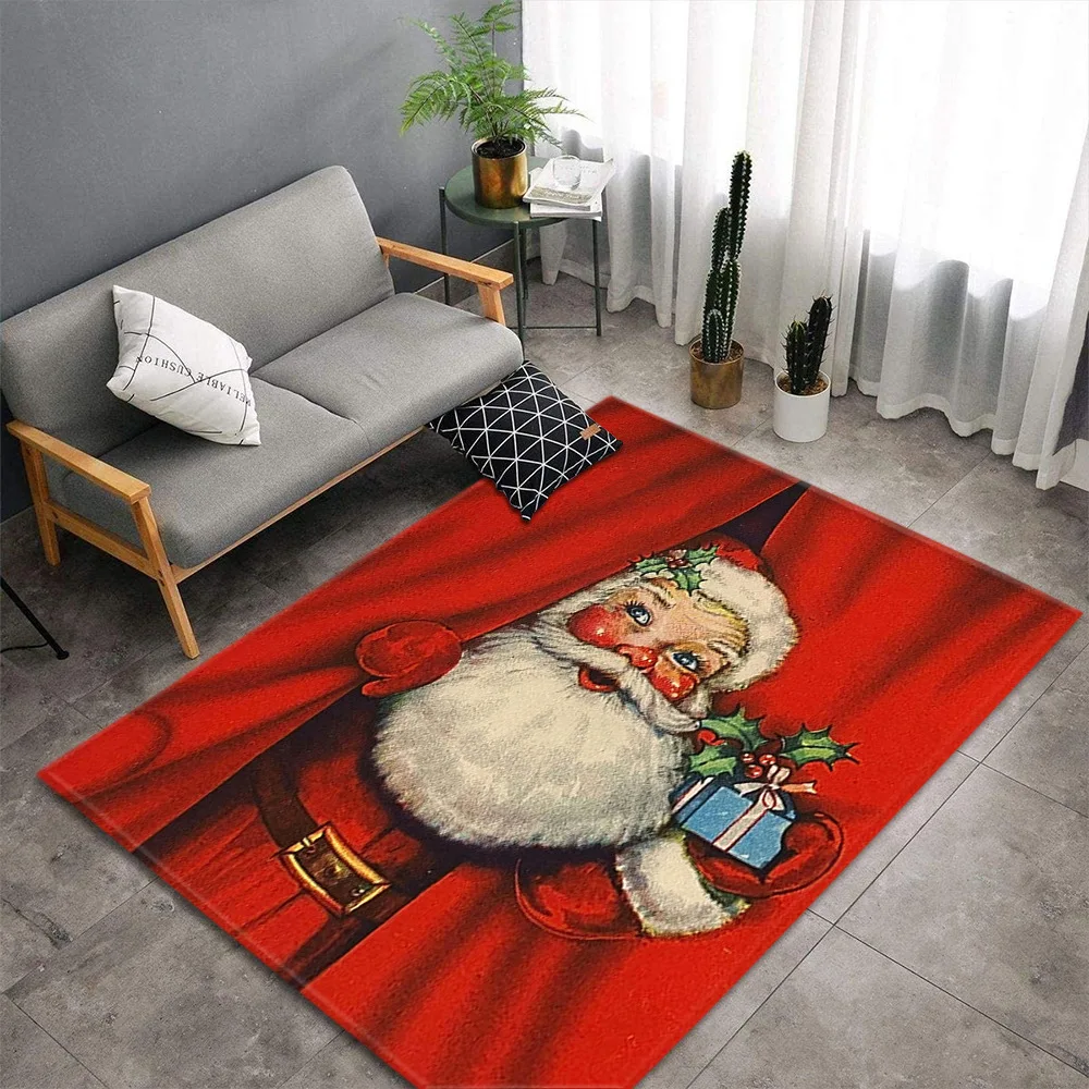 

Ковры 3D в виде красного Санта-Клауса для гостиной, мягкий фланелевый прикроватный коврик для дивана, Рождественский ковер для спальни, неск...