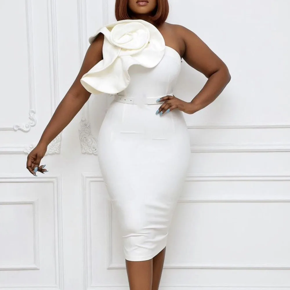2021 Party Dress Women Summer White Ruffle Midi Dresses Vestidos Slim Vestidos Elegant Banquet Fashion African Ladies Plus Size 
2021 Party Dress Women Summer White Ruffle Midi Dresses Vestidos Slim Vestidos Elegant Banquet Fashion African Ladies Plus Size