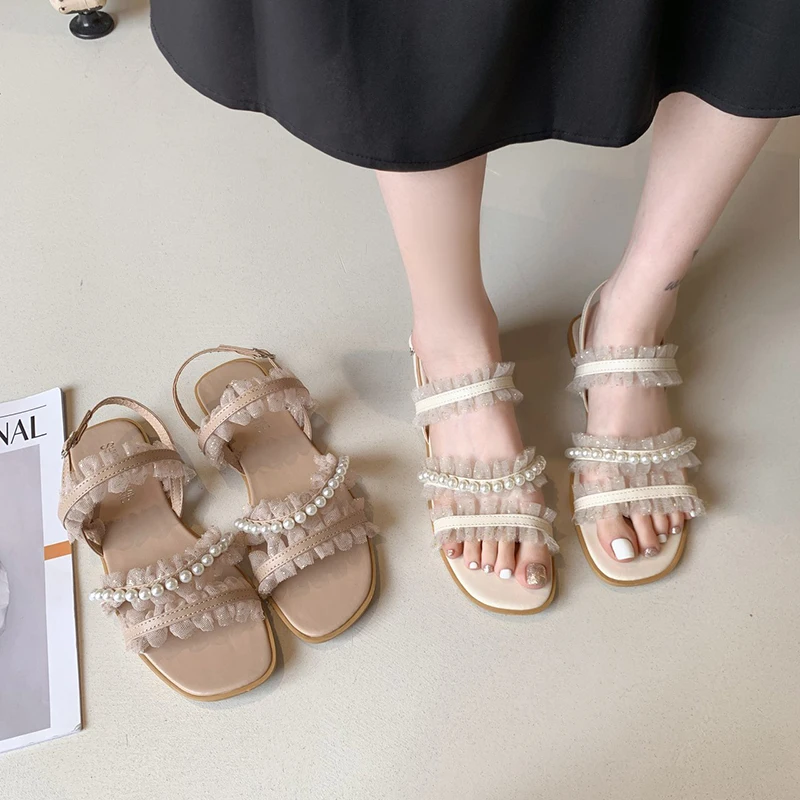 All-Match Comfort Shoes for Women Sandals With Laces Buckle Strap Clear Heels Suit Female Beige 2021 Summer Denim Fashion Pearl 
All-Match Comfort Shoes for Women Sandals With Laces Buckle Strap Clear Heels Suit Female Beige 2021 Summer Denim Fashion Pearl