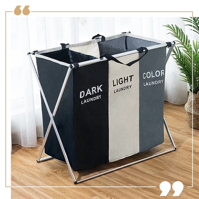 Foldable Dirty Laundry Basket Organizer Printed Collapsible Three Grid Home Laundry Hamper Sorter Laundry Basket Large
Foldable Dirty Laundry Basket Organizer Printed Collapsible Three Grid Home Laundry Hamper Sorter Laundry Basket Large