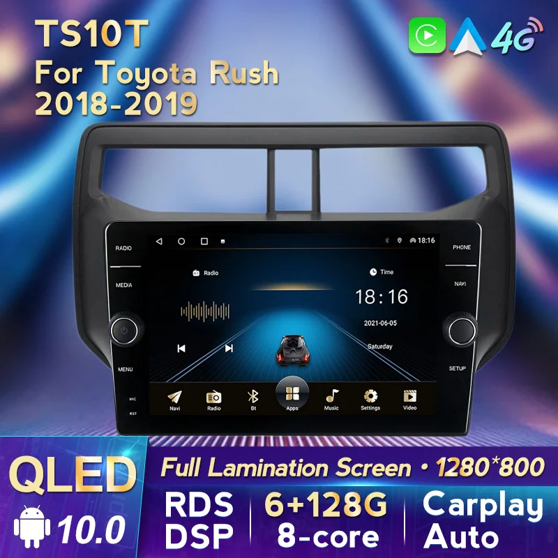 MLOVELIN QLED экран подходит для Toyota Rush 2018 2019 Автомобильный мультимедийный