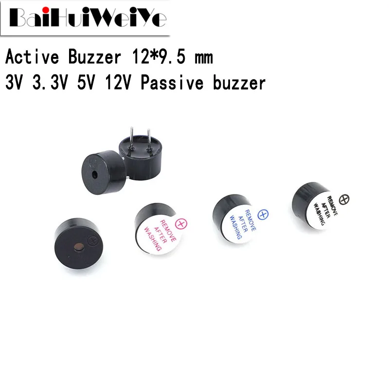 

10Pcs/Lot 3V 3.3V 5V 12V Active Buzzer Magnetic Long Continous Beep Tone Alarm Ringer 12*9.5 mm MINI Active Piezo Buzzers 2PIN