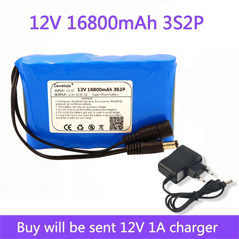 NEW 12V 18650 Battery pack 16800mAh 18650 Rechargeable batteries 12.6V PCB Lithium Battery pack Protection Board +12.6V 1A
NEW 12V 18650 Battery pack 16800mAh 18650 Rechargeable batteries 12.6V PCB Lithium Battery pack Protection Board +12.6V 1A