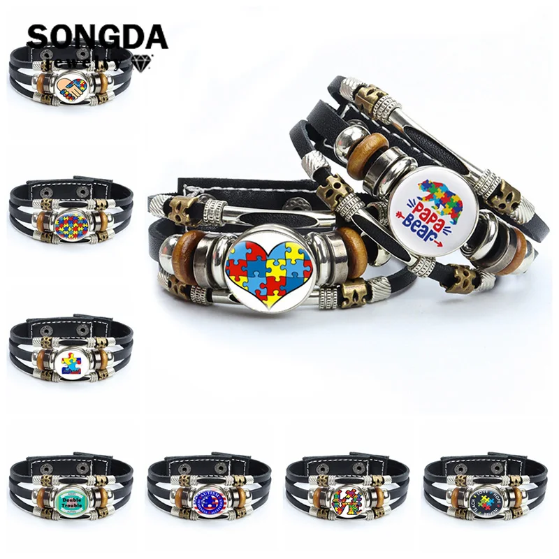 Autism Awareness Bracelet Holder Red Ribbon Puzzle Love Cabochon Glass Multilayer Charm Leather Bracelet Men Women Jewelry Gifts
Autism Awareness Bracelet Holder Red Ribbon Puzzle Love Cabochon Glass Multilayer Charm Leather Bracelet Men Women Jewelry Gifts