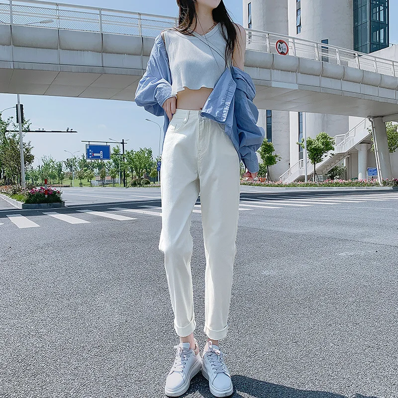 CGC 2021 Fashion High Waist Jeans For Women Straight Oversized Harem Denim Pants Female Korean Style 100% Cotton Wide Leg Jeans
CGC 2021 Fashion High Waist Jeans For Women Straight Oversized Harem Denim Pants Female Korean Style 100% Cotton Wide Leg Jeans