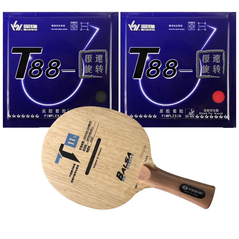 Pro Table Tennis Combo Paddle / Racket: Galaxy YINHE T-11+ T11S with Sanwei T88-Top speed shakehand Long Handle FL
Pro Table Tennis Combo Paddle / Racket: Galaxy YINHE T-11+ T11S with Sanwei T88-Top speed shakehand Long Handle FL