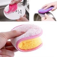 1Pc Antibacterial Microfiber Scrubbing Sponge Double Side Kitchen Scouring Pads Non Odor Dish Scrubber Brush for Pans Pots