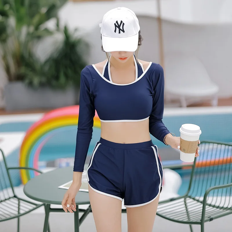 High Quality Tankini Bikini Women Vintage Swimsuit Long Sleeve With Chest Pad Printed Sport Backless Solid Blue
High Quality Tankini Bikini Women Vintage Swimsuit Long Sleeve With Chest Pad Printed Sport Backless Solid Blue