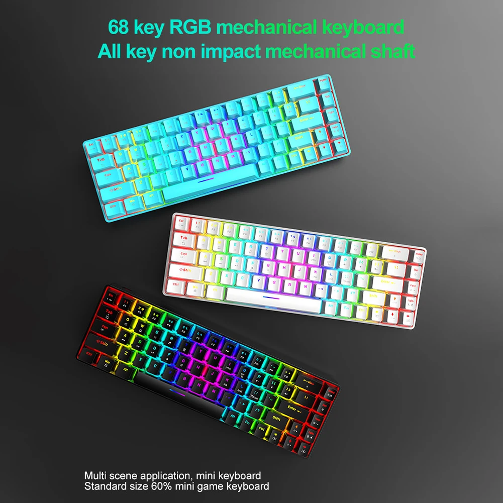 Mechanical Gaming Keyboard Blue Switch 68 Keys Blue Switch USB Type C Wired Keyboard for Tablet Desktop Russian sticker Gift
Mechanical Gaming Keyboard Blue Switch 68 Keys Blue Switch USB Type C Wired Keyboard for Tablet Desktop Russian sticker Gift