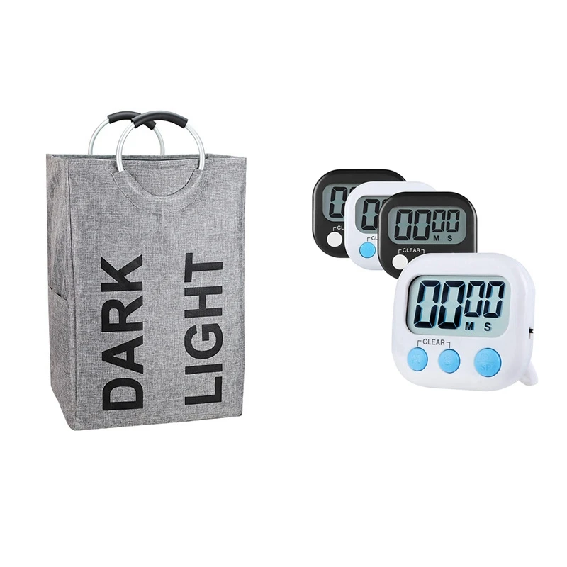 4 Pcs Digital Kitchen Timer, Cooking Timers, Loud Alarm & 1 Pcs Large Linen Double Laundry Hamper
4 Pcs Digital Kitchen Timer, Cooking Timers, Loud Alarm & 1 Pcs Large Linen Double Laundry Hamper