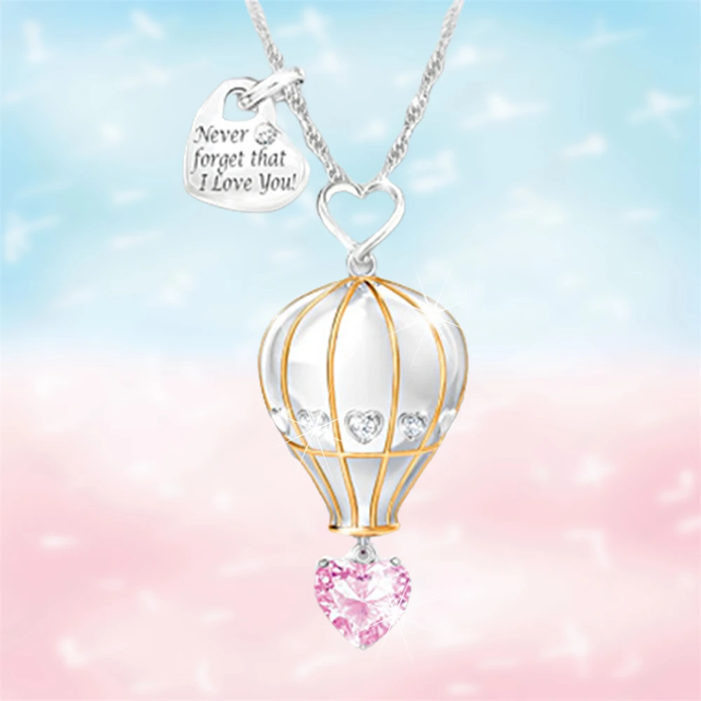 Delicate Pink Heart Rhinestone Romantic Hot Air Balloon Pendant Necklace Fashion Women's Accessories Party Jewelry Princess Gift
Delicate Pink Heart Rhinestone Romantic Hot Air Balloon Pendant Necklace Fashion Women's Accessories Party Jewelry Princess Gift
