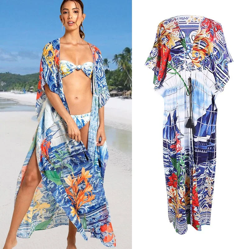 Bikini Cover-ups Long Kimono Cardigan Cotton Tunic Plus Size Women Summer Beach Wear Swim Suit Cover Up
Bikini Cover-ups Long Kimono Cardigan Cotton Tunic Plus Size Women Summer Beach Wear Swim Suit Cover Up